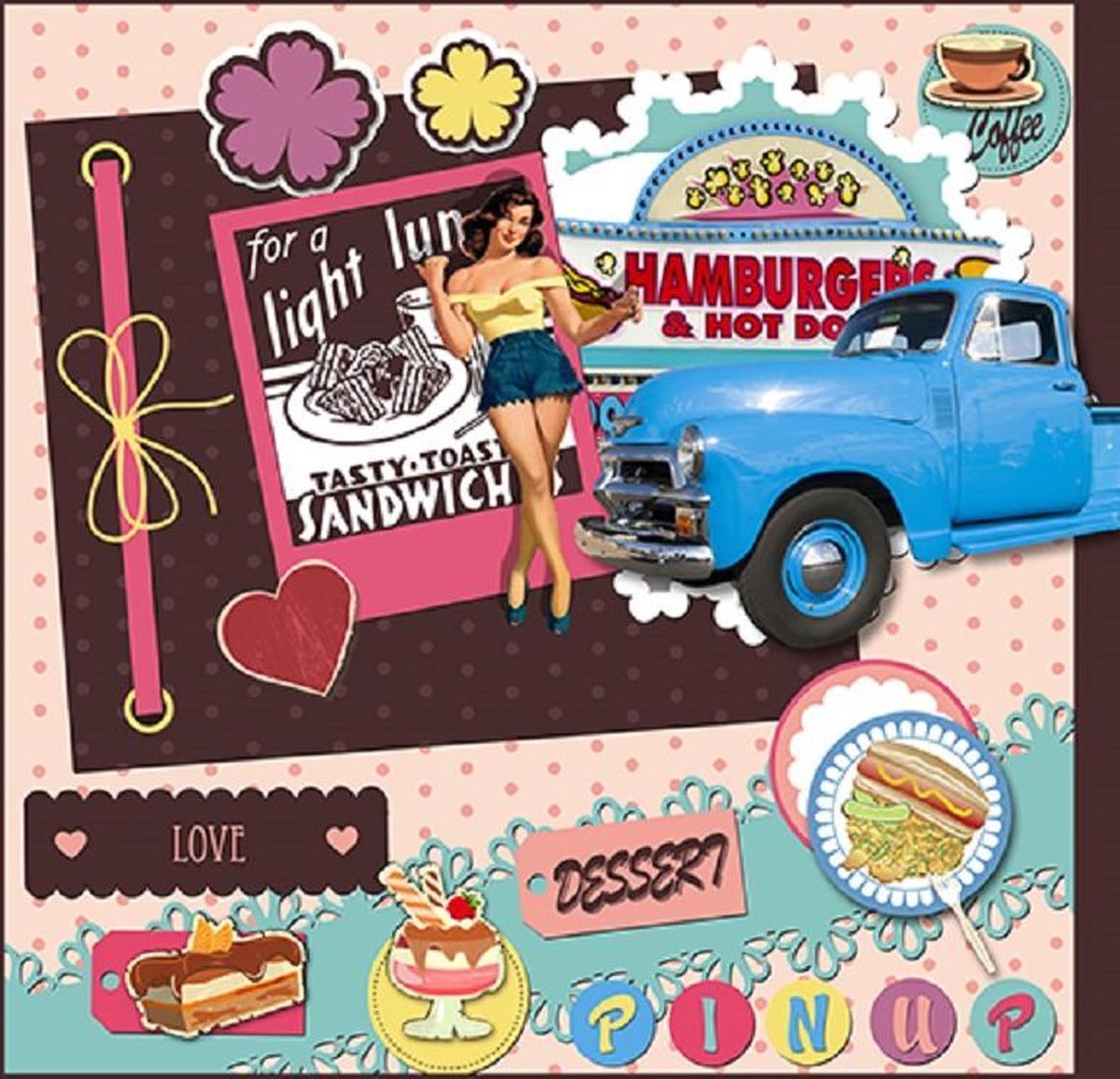 Papstar - servetten  - 33 x 33 - lunchservetten - vintage- Classic edition -  Drive in