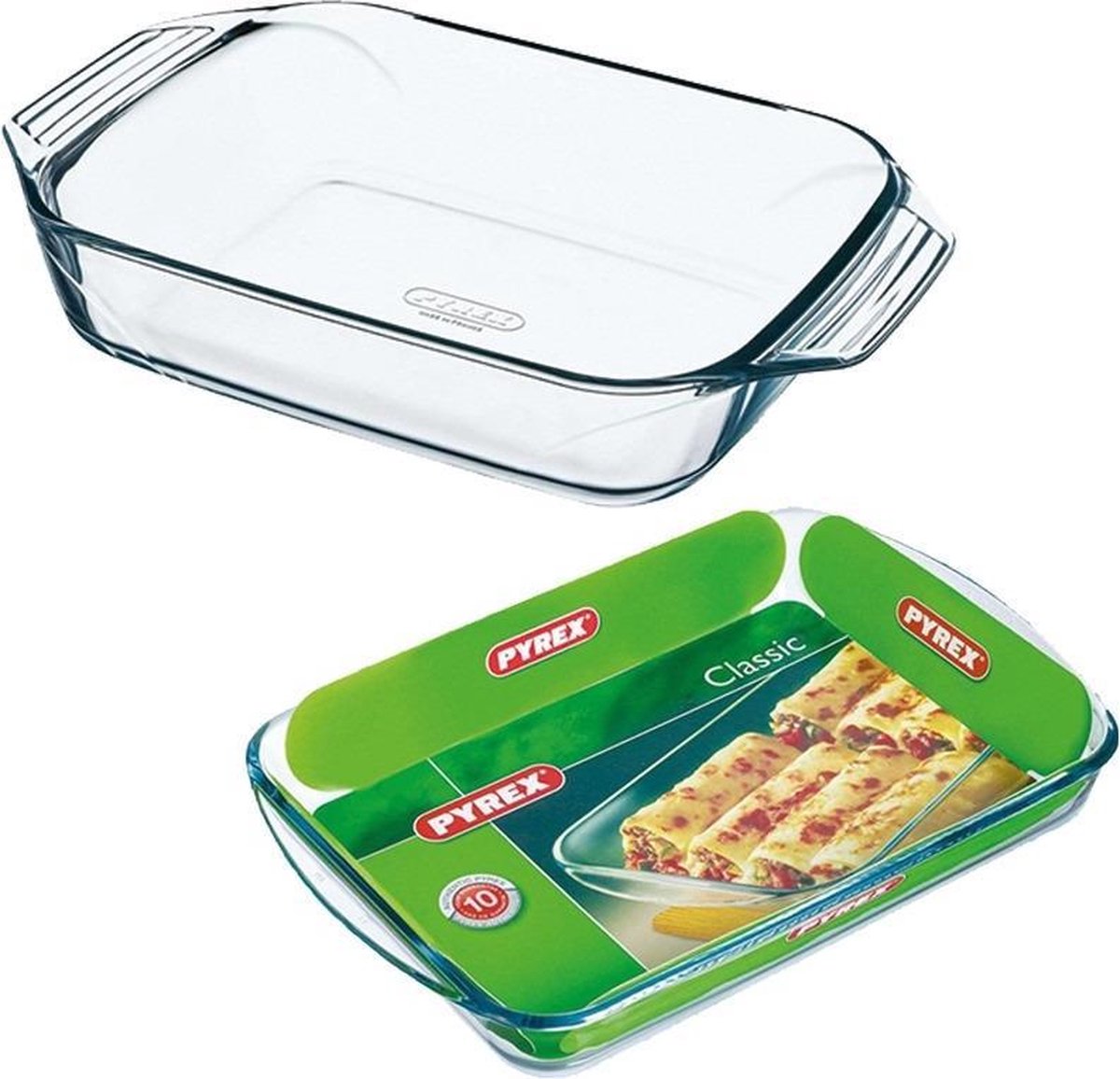 2x Glazen ovenschaal 4 liter 39 x 26 x 6