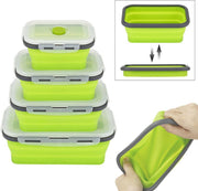 HMerch™ - Opvouwbare Broodtrommels - Set van 4 - Lunchboxen Opvouwbaar - Brooddoos voor kinderen / volwassenen - Lunchtrommel - Groen
