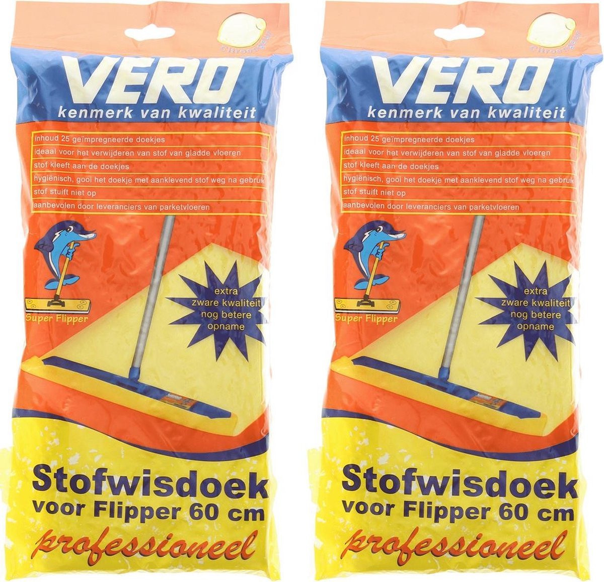 50x Stofdoeken met citroengeur voor stofwisser 60 cm - VloerFlipper60 - Huishouden - Schoonmaken - Stofwissers/vloerwissers stofdoekjes