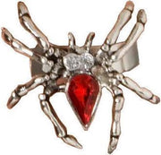 Spinnen ring met rood strass - Verkleedattribuut