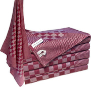 Homéé® Blokdoeken pompdoeken Theedoeken cherry rood / wit - set van 12 - 70x70cm