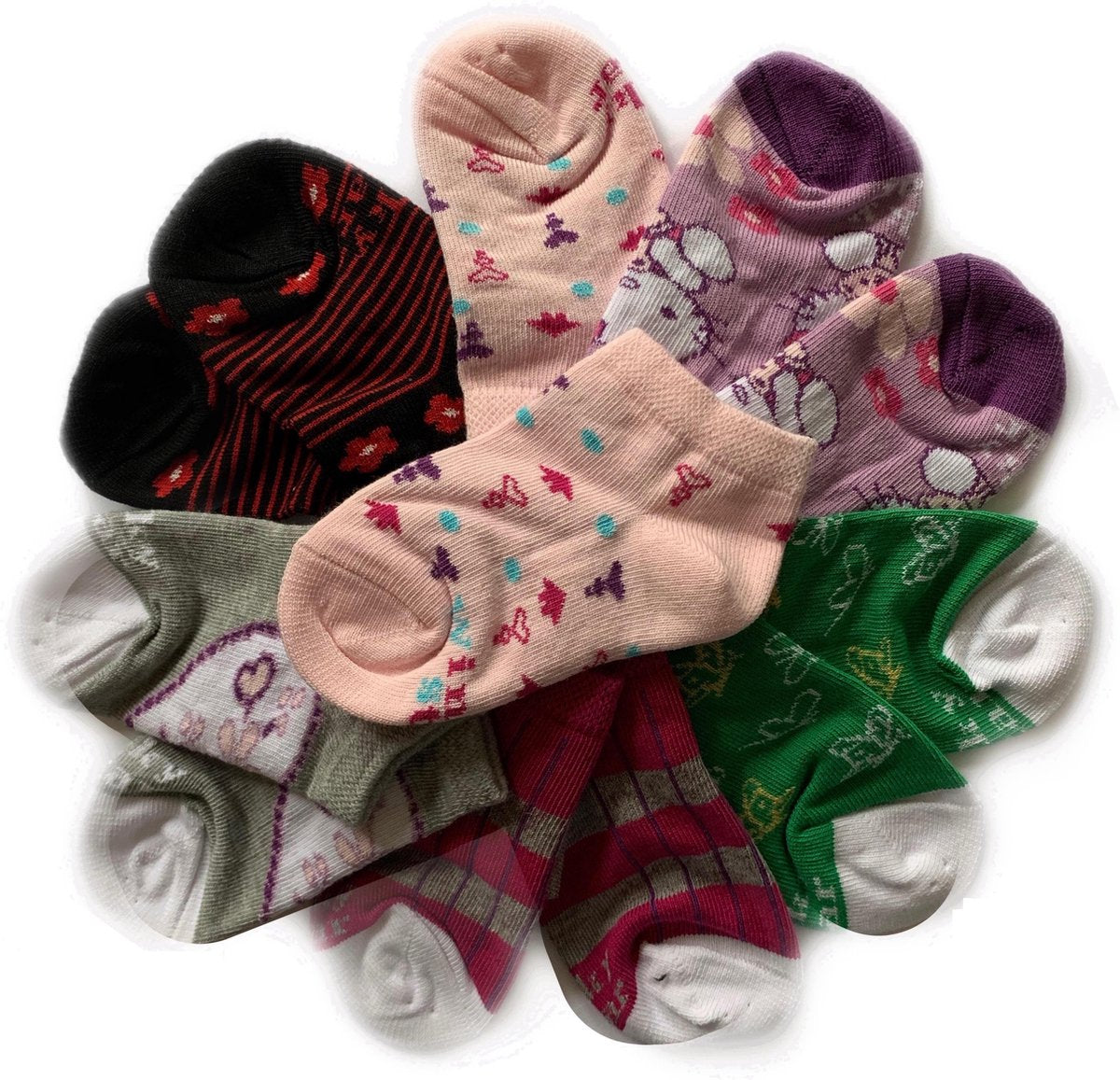 Kinder Sneakersokken meisjes 6-paar design schoenmaat 23 24 25