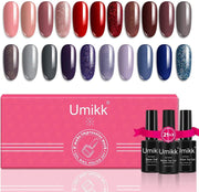 24-delige Gel Nagellak Set 21 Kleuren 5 ml met Basis Geen Veeg Top Matte Top Coat 10 ml Losweken UV LED Cure Naakt Rood Grijs Paars Shimmer Glitter voor Manicure