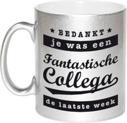 Fantastische collega laatste week mok / beker zilver bedankt cadeau collega 330 ml