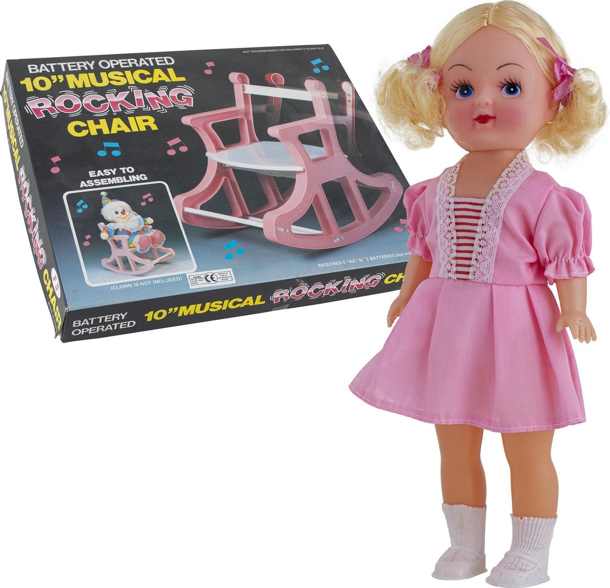 Schommelstoel " ROCKING CHAIR " met beweging en muziek + GRATIS pop amy 35 cm