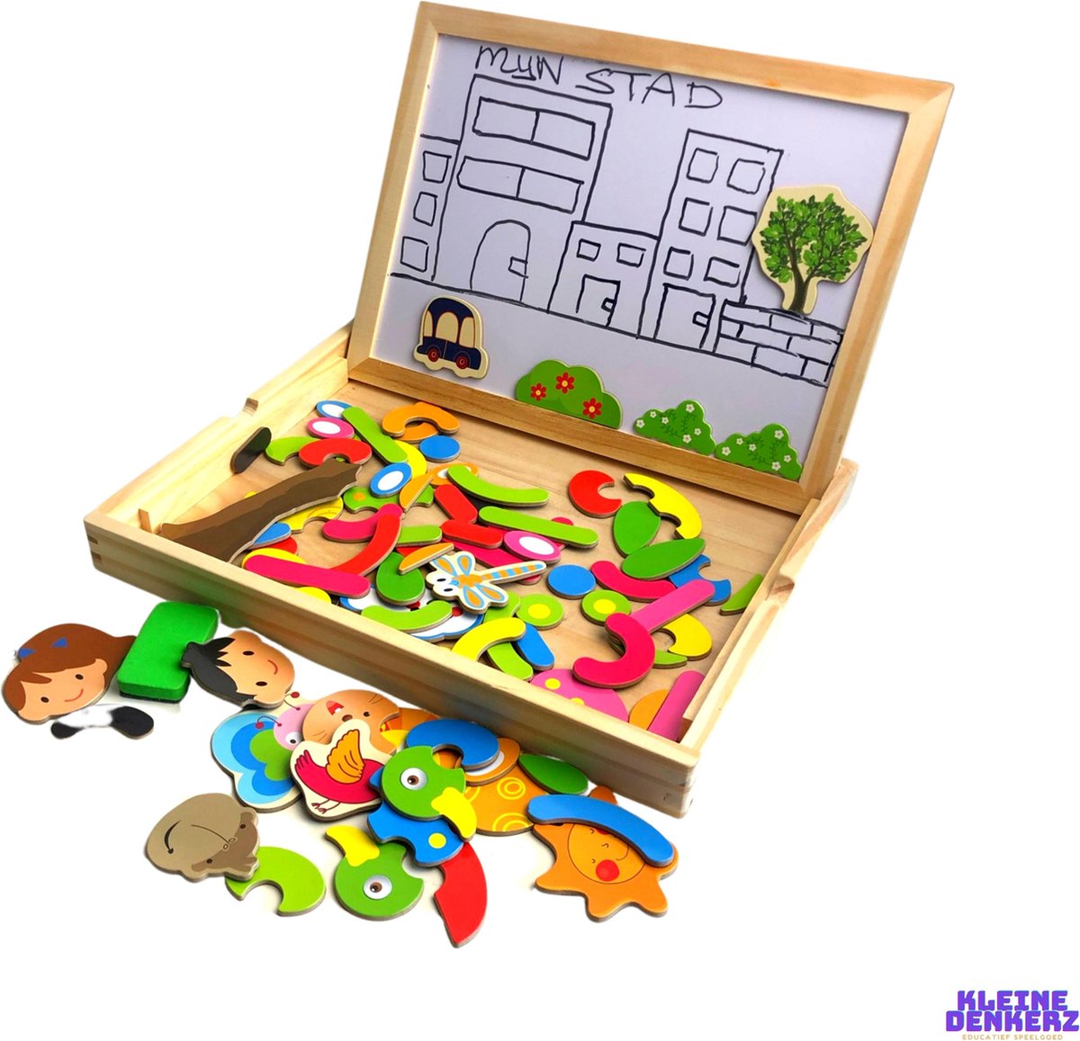 Dubbelzijdige Magnetische Houten Puzzel - Krijtbord- Krijten - Magneten Speelgoed - Dieren - Duurzaam -White Board - Peuter - Kleuter - Kinderen - Creatief - Spelend Leren - Actief - Rekenen - Schrijven - Topcadeaus - Schoolbord - Kado