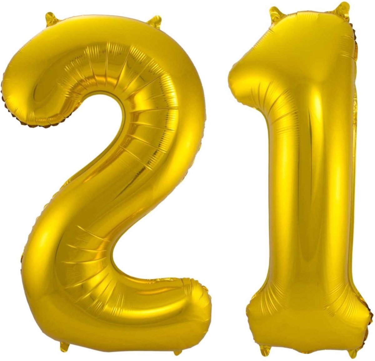 Ballon Cijfer 21 Jaar Goud 36Cm Verjaardag Feestversiering Met Rietje