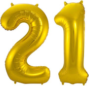 Ballon Cijfer 21 Jaar Goud 36Cm Verjaardag Feestversiering Met Rietje
