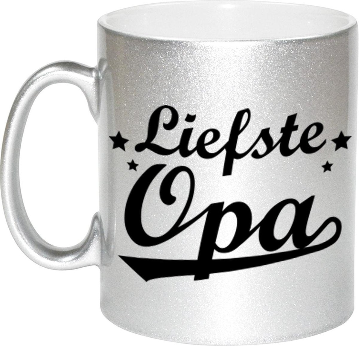 Liefste opa cadeau zilveren mok / beker sterren 330 ml