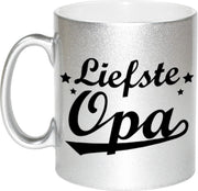 Liefste opa cadeau zilveren mok / beker sterren 330 ml