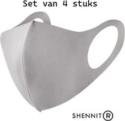 4x Niet-Medisch Mondmasker Mondkapje | Zomer proof | Stijlvol en simpel | Rekbare stof | Duurzaam | Draagcomfort | Geschikt voor OV | Kleur grijs