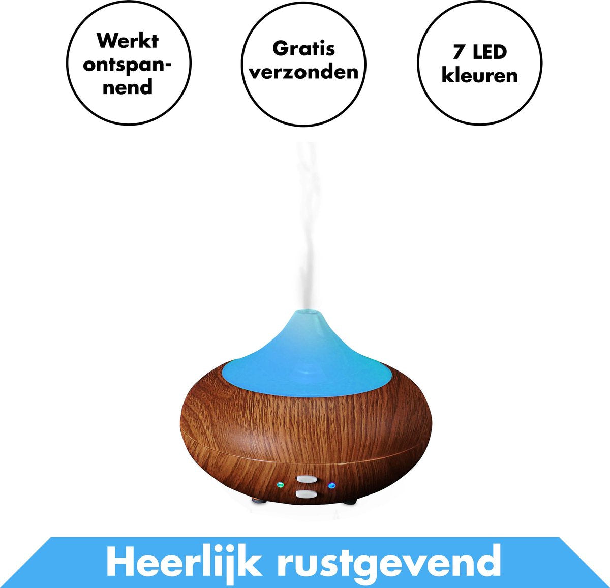 Aroma Diffuser met LED-Verlichting – 210ml – Aromatherapie Luchtbevochtiger – Elektrische Geurverspreider / Geurverspreiders – Geur Verspreider Verdamper Etherische Olie / Oliën Vernevelaar – Aromadiffuser / Aromadiffusers – Verstuiver – Humidifier