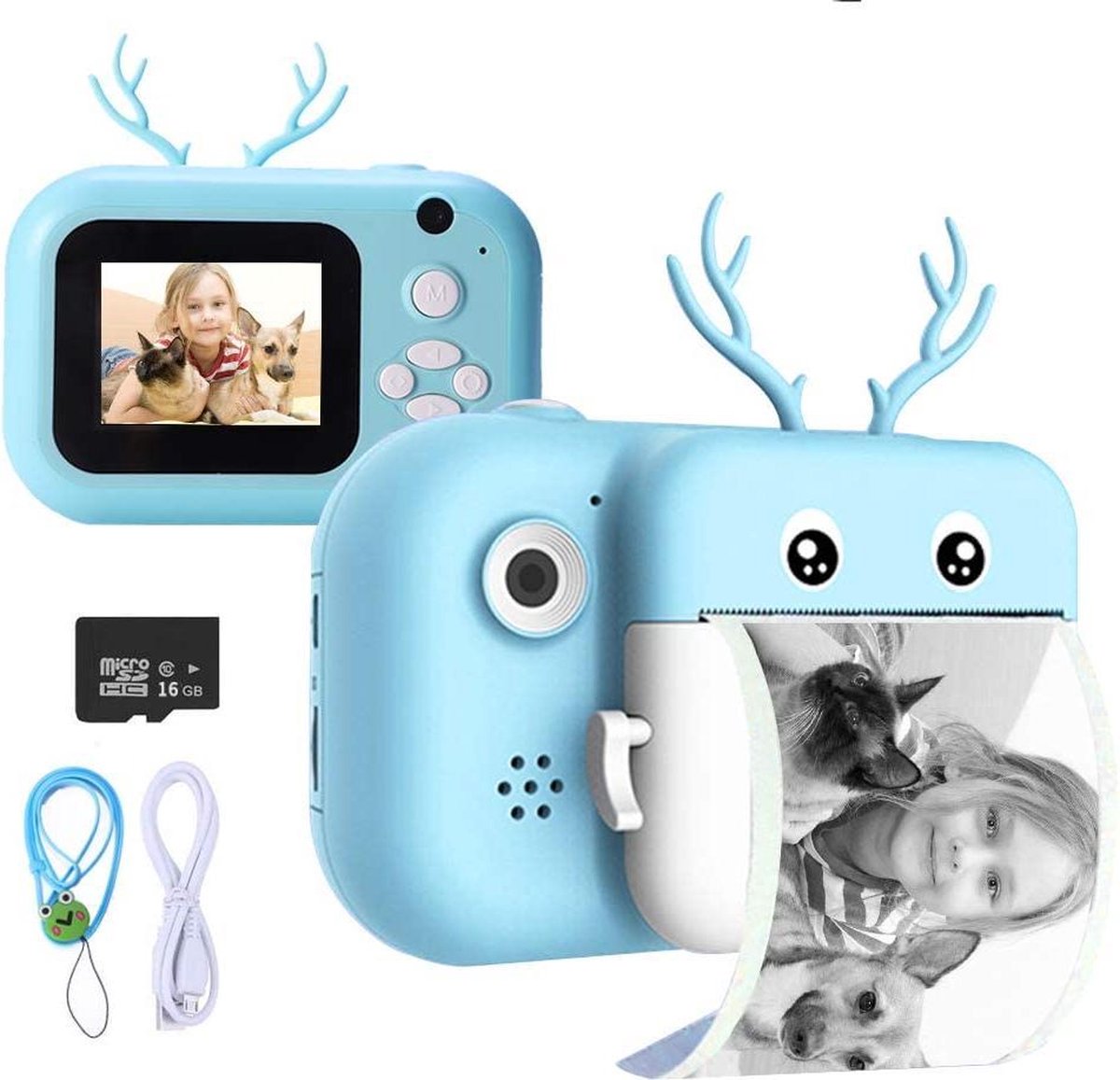 Babyfi ® - Multifunctionele Instant Print Camera voor Kinderen - Kindercamera - HD - 32GB SD-kaart - Speelgoedcamera - Digitale camera voor kinderen - Blauw