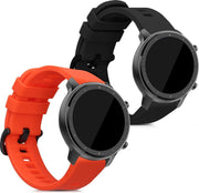 kwmobile 2x horlogeband voor Huami Amazfit GTR (47mm) / GTR 2 / GTR 2e - siliconen band voor fitnesstracker - zwart / rood