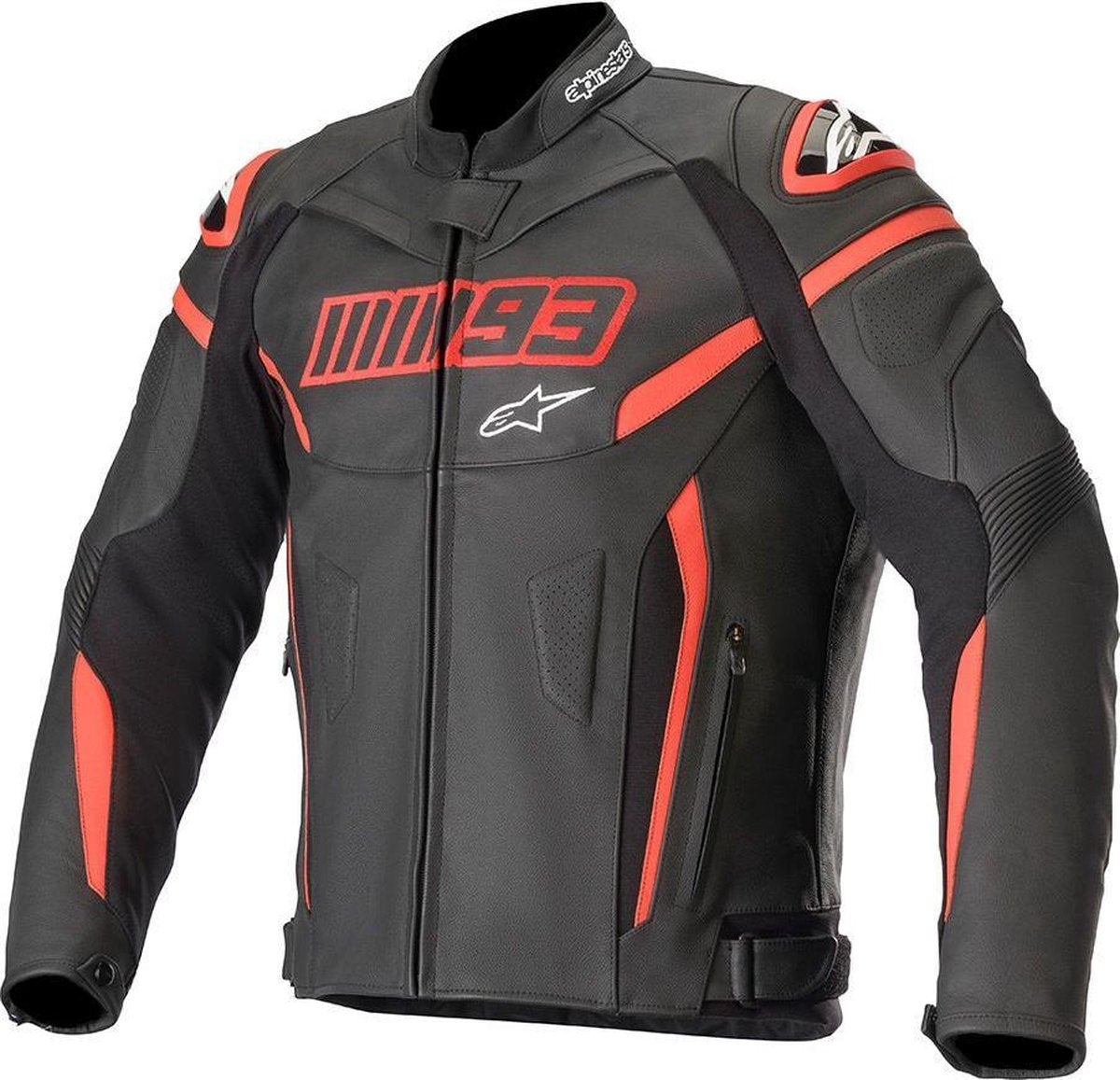 Alpinestars Twin Ring Black Red Leather Motorcycle Jacket 50
