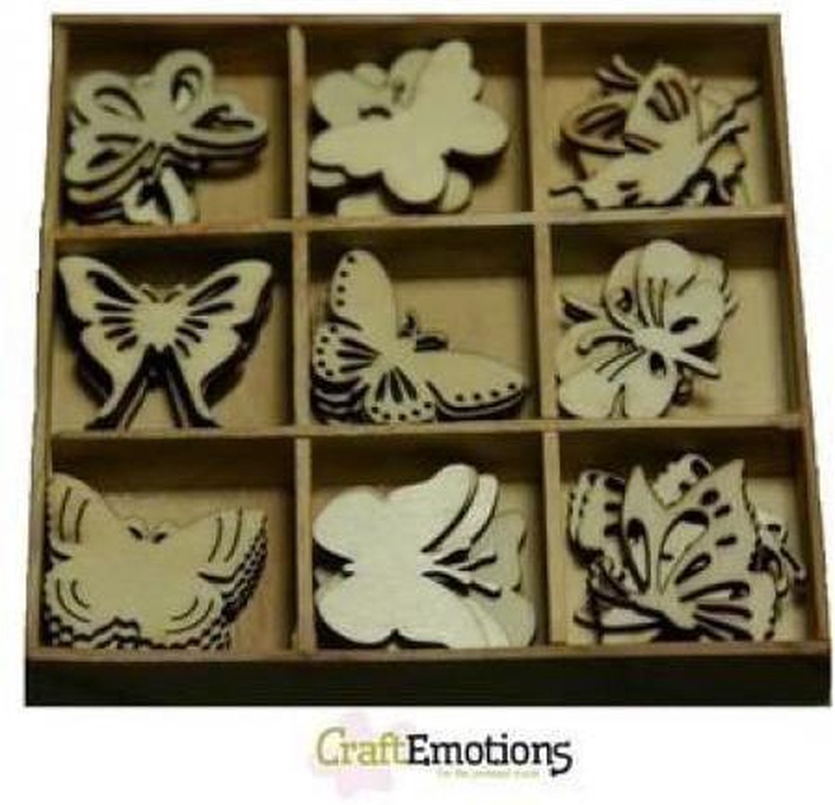 CraftEmotions Houten ornamenten Botanical - Vlinders 45 assorti  - 2
