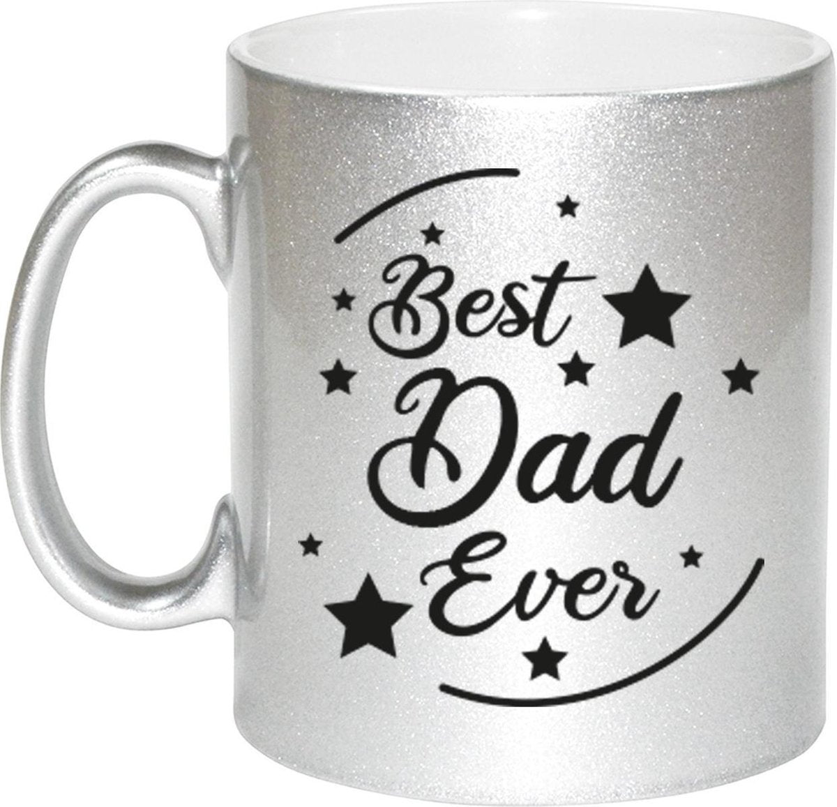 Zilveren Best Dad Ever cadeau koffiemok / theebeker 330 ml