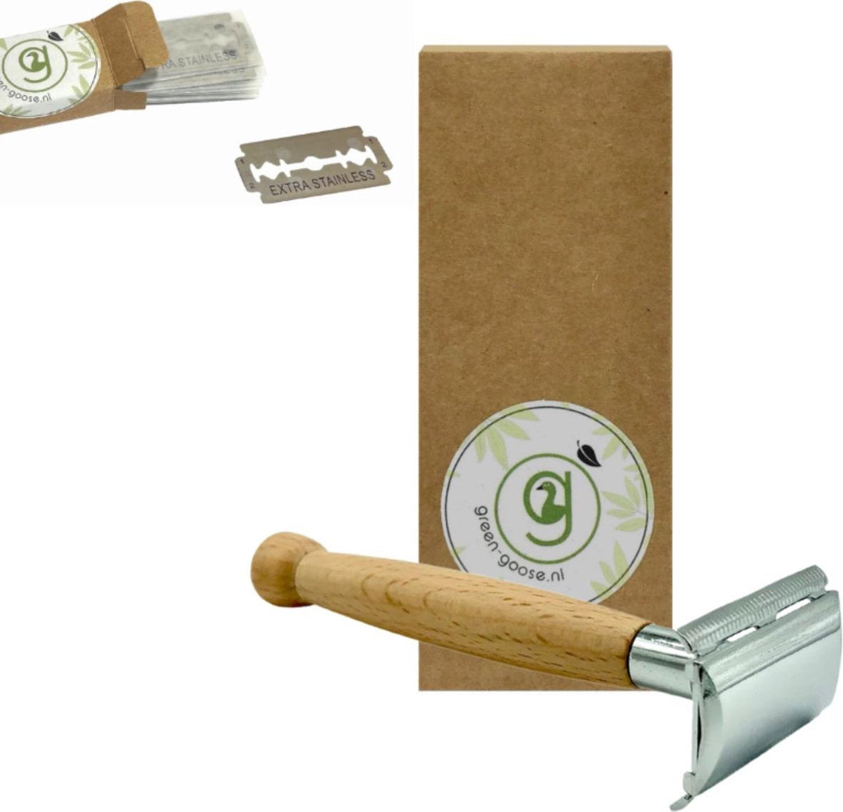 green-goose® Bamboe Scheermes | Inclusief 10 green-goose® Scheermesjes | Duurzaam | Milieuvriendelijk | Kosten Besparend