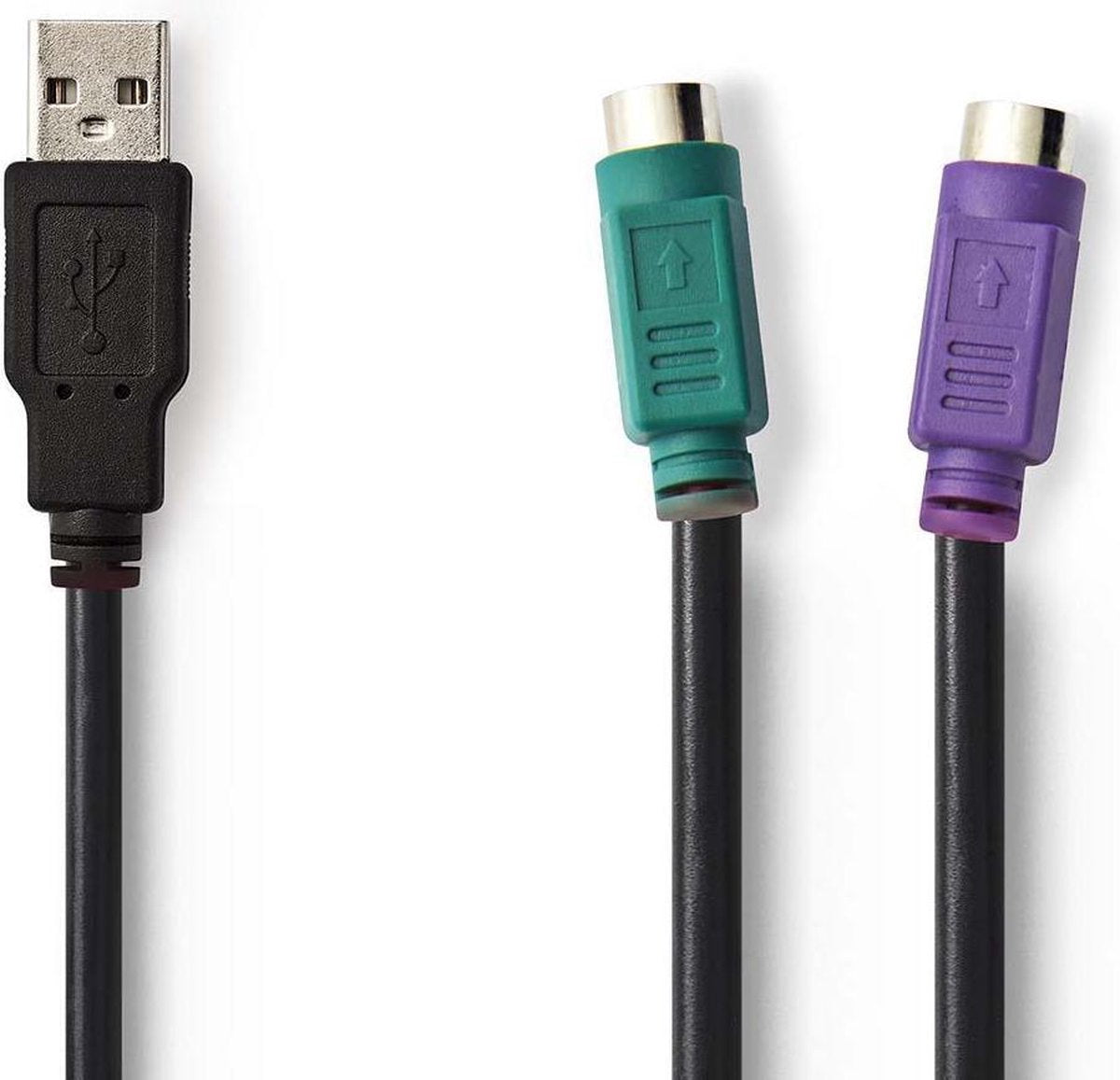 Cablexpert Premium USB-A naar 2x Mini DIN 6-pins PS/2 adapter met drivers / zwart - 0