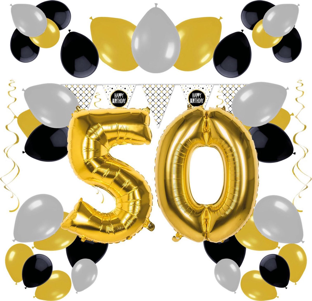 e-Carnavalskleding.nl Feestversiering pakket 50 jaar | Versiering 50e verjaardag | 50 jaar feestversiering pakket compleet | Leuk pakket met feestartikelen voor de 50e verjaardag Medium