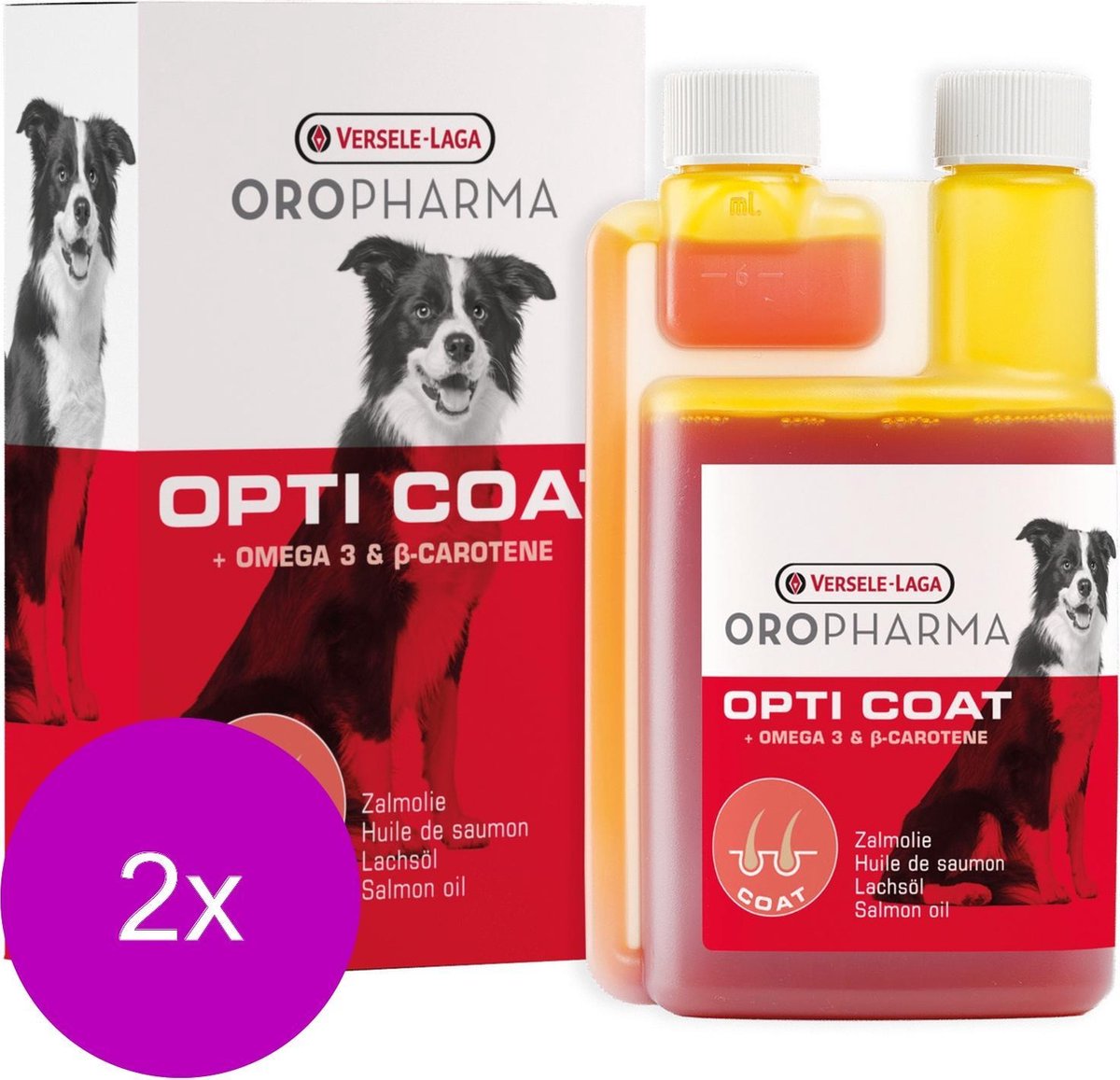Versele-Laga Oropharma Opti Coat Omega-3 & Caroteen - Voedingssupplement - Huid - Vacht - 2 x 250 ml
