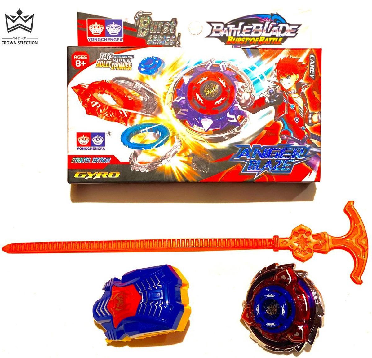 Tol - met doos inclusief launcher en starterspin - rode verpakking - speelgoed - cadeau
