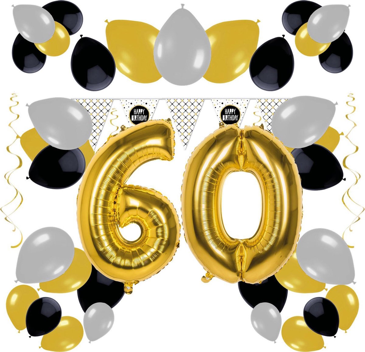 e-Carnavalskleding.nl Feestversiering pakket 60 jaar | Versiering 60e verjaardag | 60 jaar feestversiering pakket compleet | Leuk pakket met feestartikelen voor de 60e verjaardag Medium