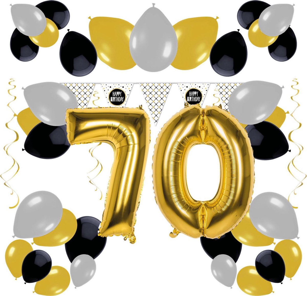 e-Carnavalskleding.nl Feestversiering pakket 70 jaar | Versiering 70e verjaardag | 70 jaar feestversiering pakket compleet | Leuk pakket met feestartikelen voor de 70e verjaardag Medium