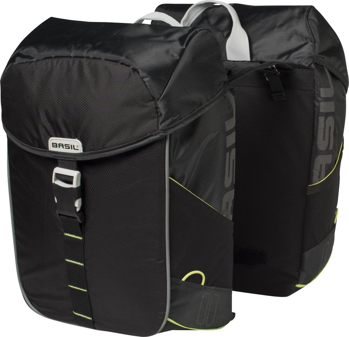 Dubbele fietstas Basil Miles Double Bag 34 liter 34 x 19 x 43 cm - zwart/lime