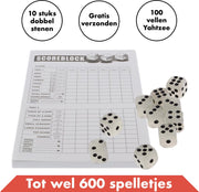 Yahtzee set met Dobbelstenen en Scoreblok – Gezelschapsspel voor volwassenen en kinderen – Speel tot 600 dobbelspellen