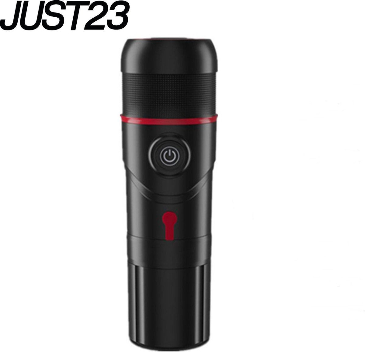 JUST23 Portable koffiezetapparaat voor in de auto - Koffiezetapparaat met Thermoskan - Travel mug - filterkoffie - bonen en koffiecapsules -  Zwart/Rood