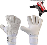 Elite - White Solo 2020 - Keepershandschoenen - met scheenbeschermers & Elite Andalucia sleutelhanger - maat 7 - voetbal keepershandschoenen - keepershandschoen - Goalkeeper handschoen