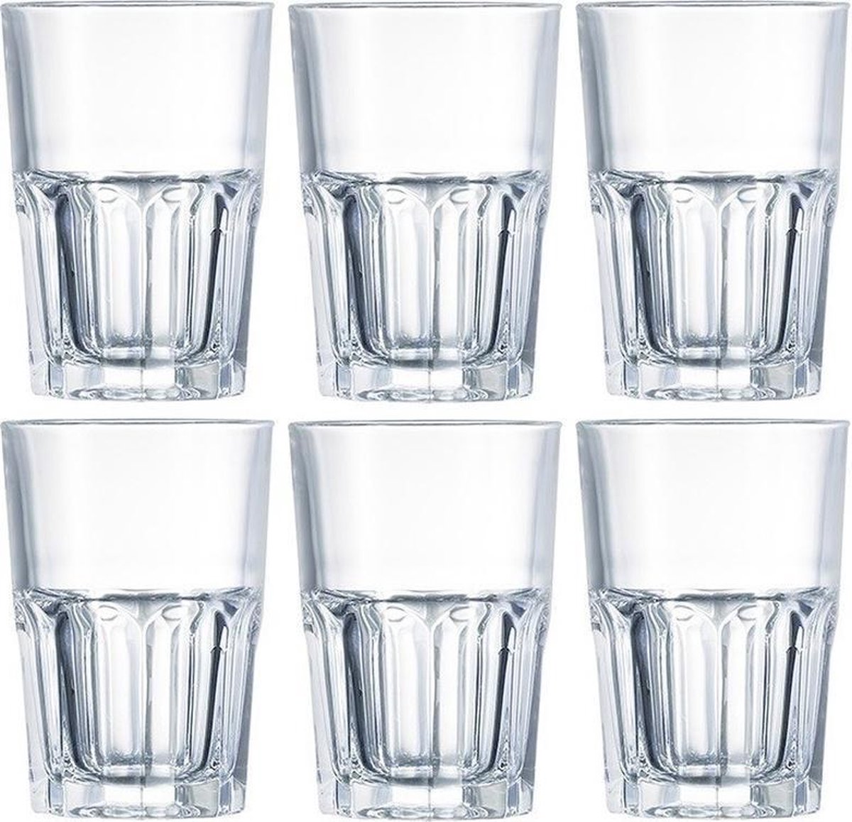6x Drinkglazen/waterglazen transparant 400 ml - Limonade/sap glas 6 stuks