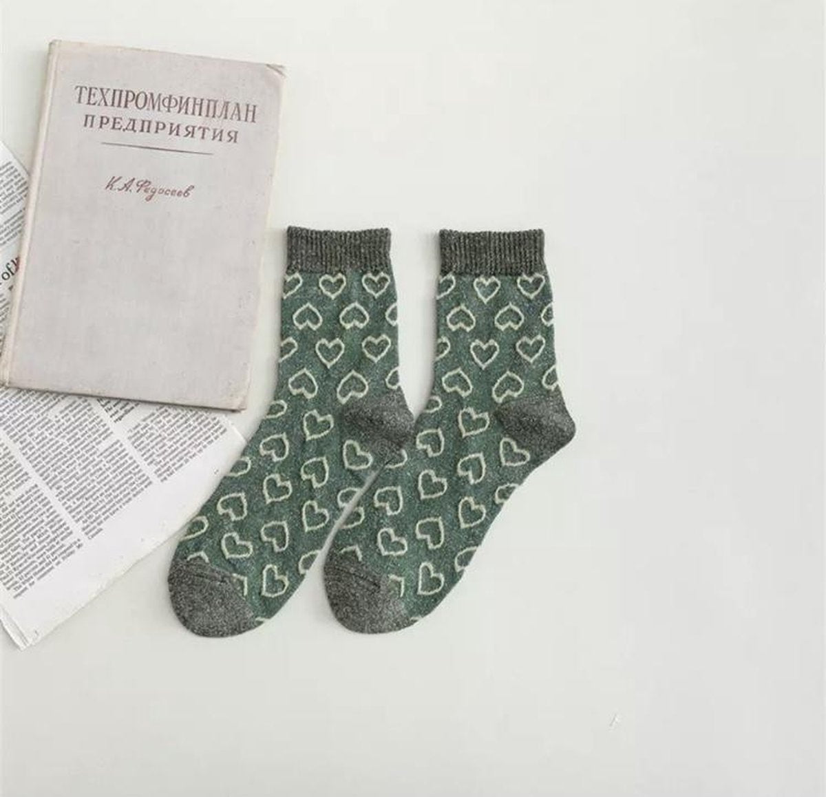 Glittersokken - Hartje - Groen