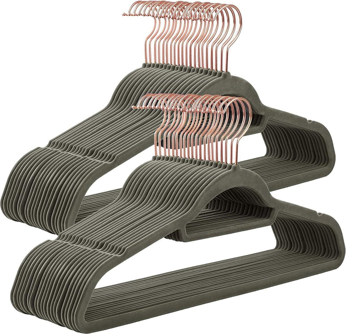 Nancy's Fluwelen Kledinghangers - Set Van 50 - Anti-Slip - Draaibare Haak - Jas - Shirts - Rokken - Broeken - Grijs