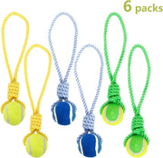 Nobleza 46CSY - Hondenspeelgoed - Tennisbal - Touw - 6 stuks - 15cm