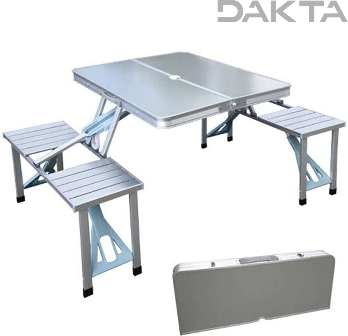 Dakta® Camping tafel | Tuintafel | Inklapbaar | Picknicktafel | Tafel | Zilver | Tafels | Outdoor | Vouwtafel | Campingtafel | 85 x 85 x 67 cm