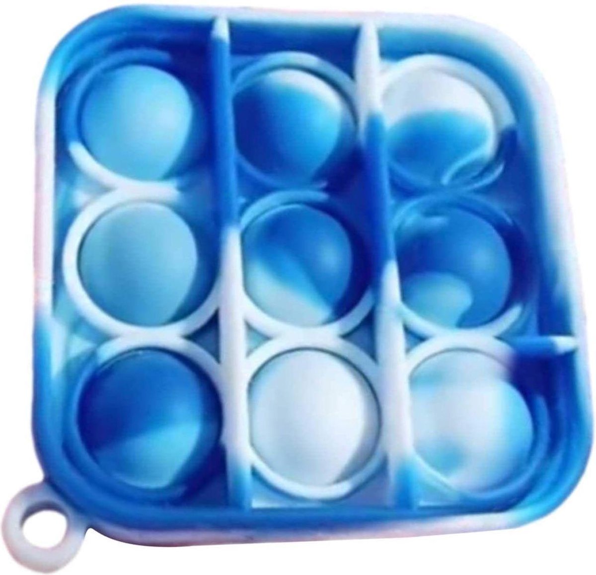Fidget - Pop it - mini - Sleutelhanger - Blauw - Marble - Vierkant - Bekend van Tiktok
