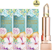 Glamfox Emerald Flower Lipstick - Lip Plumper Lippenstift Met 24 Karaat Goudschilfers En Smaragdgroene Bloem - 3-Pack
