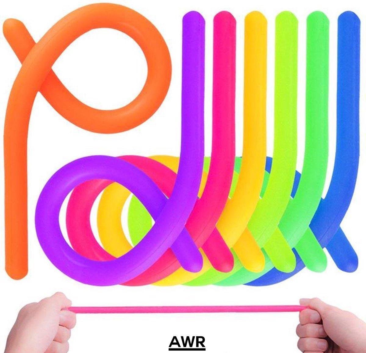 Premium Regenboog Noodle Strings / Stretchy Strings / Monkey Noodles | 6 Kleuren | TikTok Toy | Anti Stress Fidget | 6 Stuks - AWR