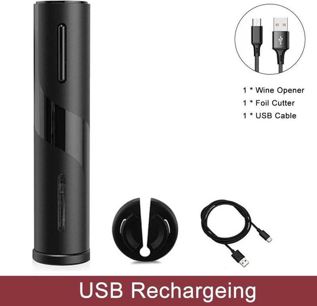 Baymate Elektrische Wijnopener Oplaadbare Automatische Kurkentrekker Wijn Flesopener met Folie Cutter & USB Opladen Keuken Tool Blikopener USB Chargeing