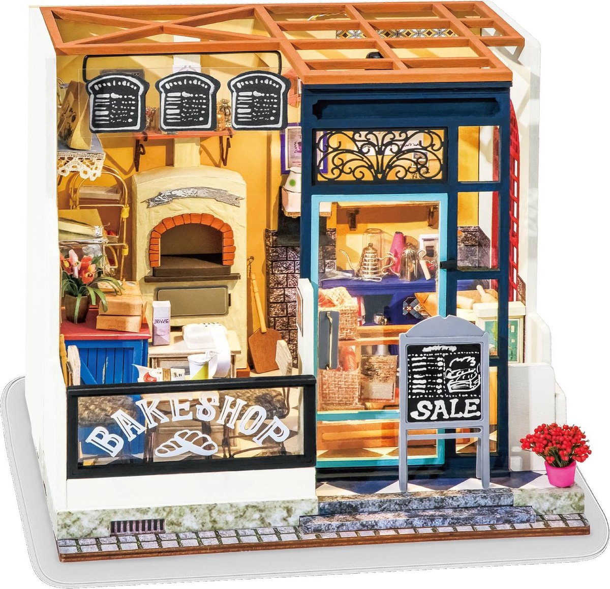 Robotime DIY modelbouw pakket Nancy's bakwinkeltje met verlichting (DG143) 17