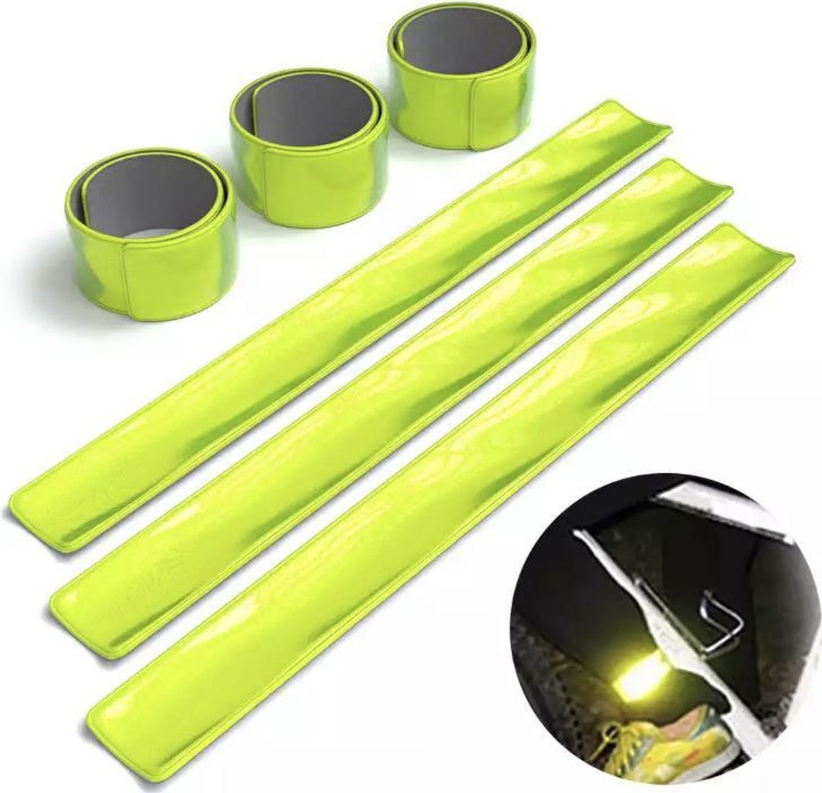 VHR - Neon Snap Bands Reflectiebanden - Geel - Set van 3