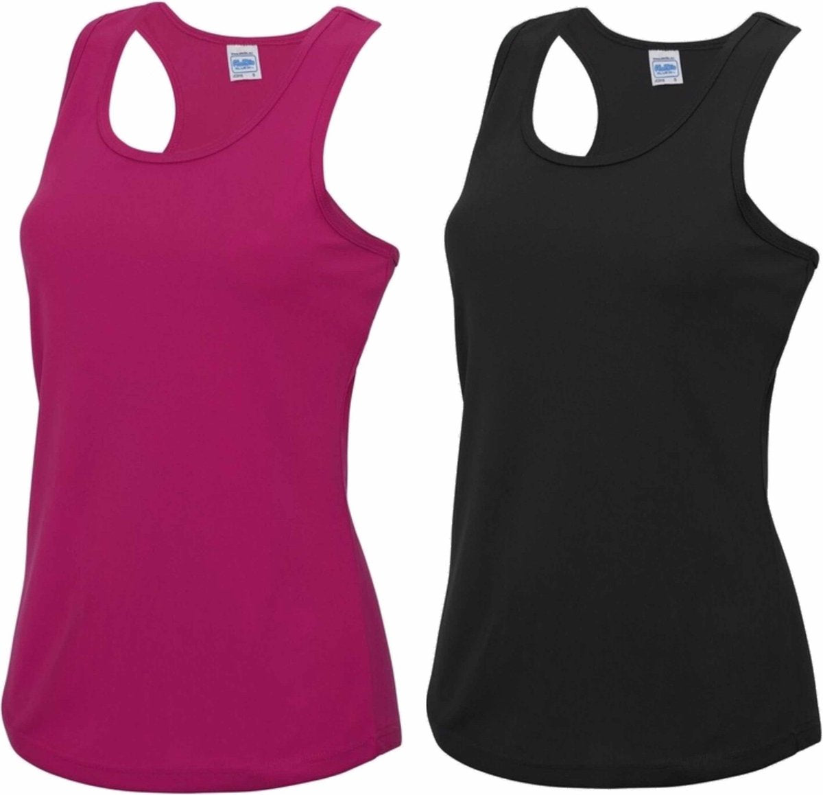 Voordeelset -  fuchsia roze en zwart sport singlet voor dames in maat Medium - Dameskleding sport shirts