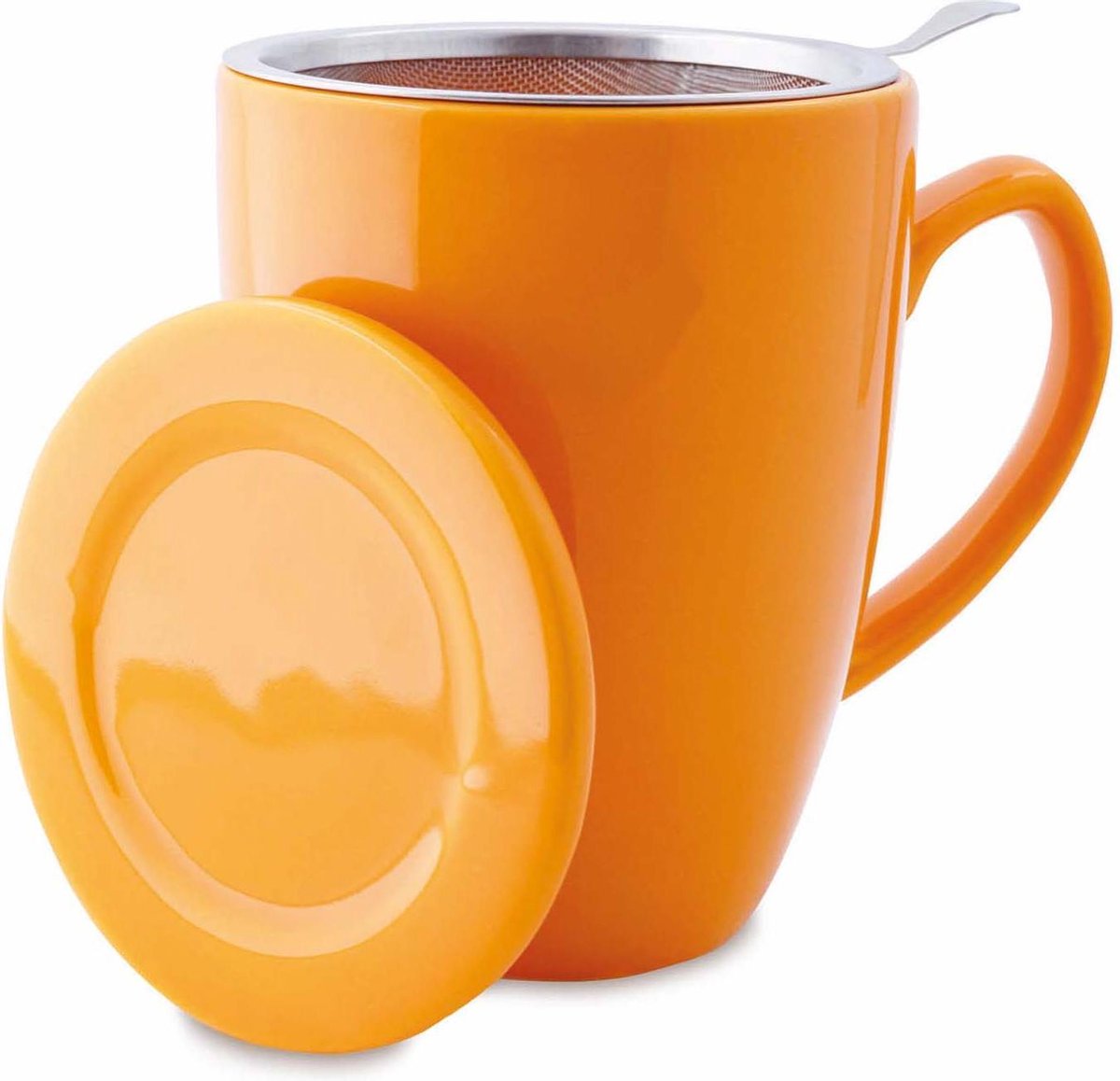 Mok met zeef en deksel - Theebeker Soft Joy - Oranje - 350 ml