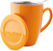 Mok met zeef en deksel - Theebeker Soft Joy - Oranje - 350 ml