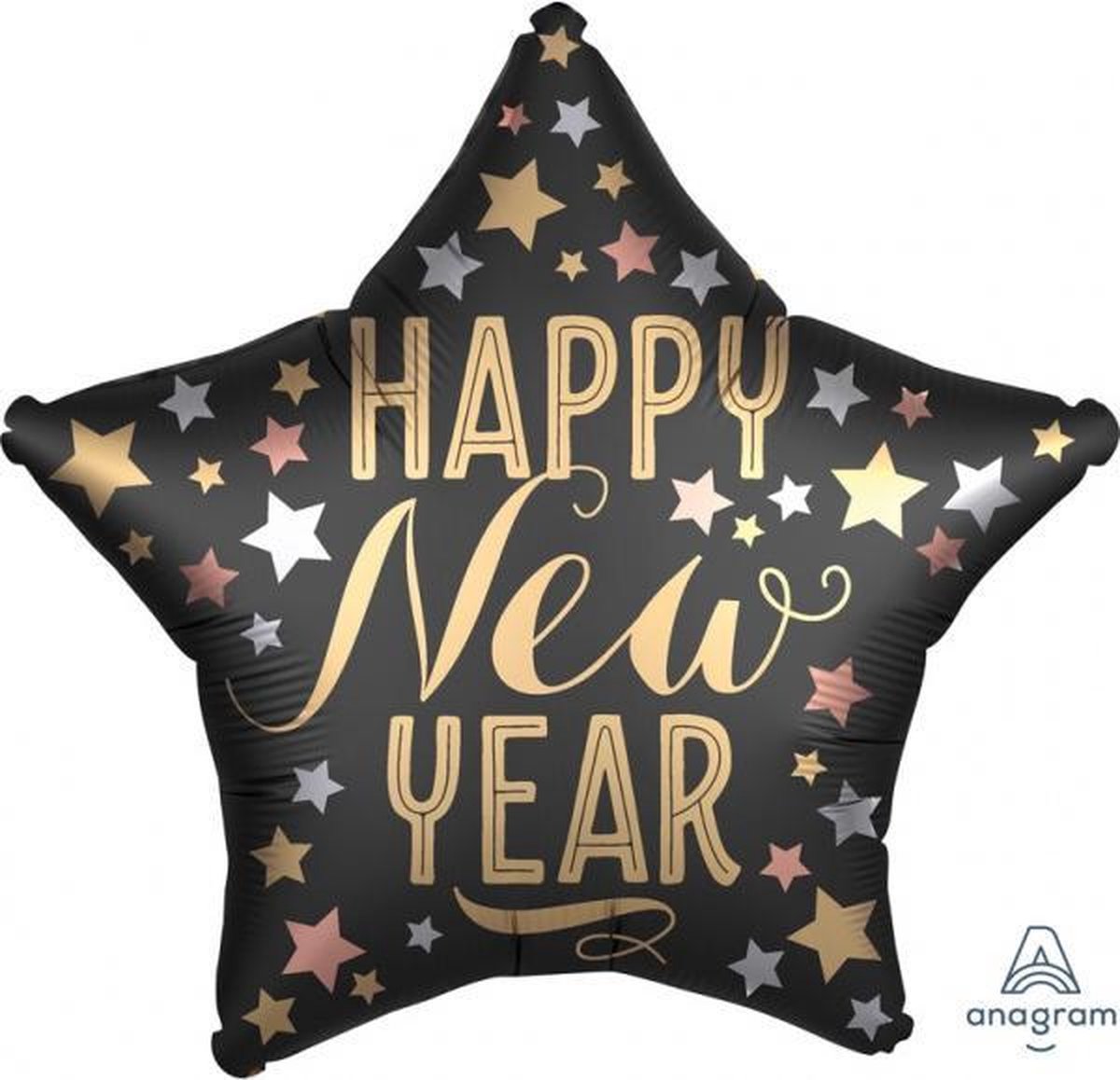 Anagram Folieballon Satin New Year 43 Cm Matzwart/goud