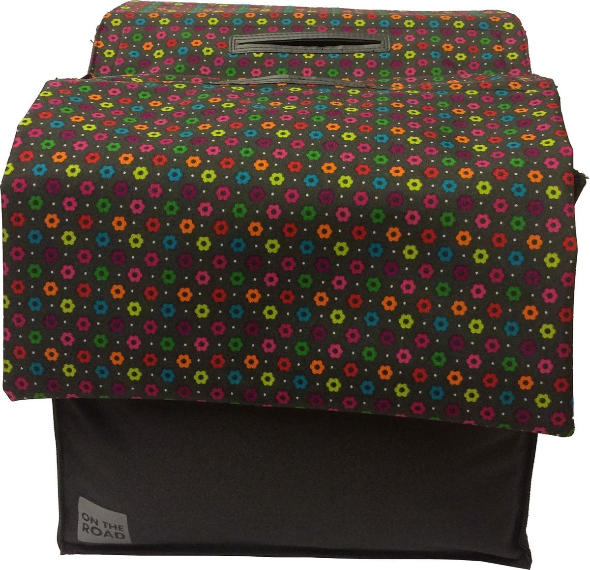 Basil Dubbele Fietstas - 28 liter - Grijs/Gekleurde bloemen