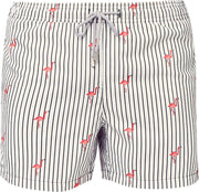 FLAMINGO Sneldrogende Zwembroek Heren met Mesh Binnenbroek en Drie Zakken - Zachte en Comfortabele Zwemshort Heren / Zwembroeken Heren - Waterafstotende Zwembroek Mannen / Herenmode van Premium Stof - Wit - Zwart - XXL